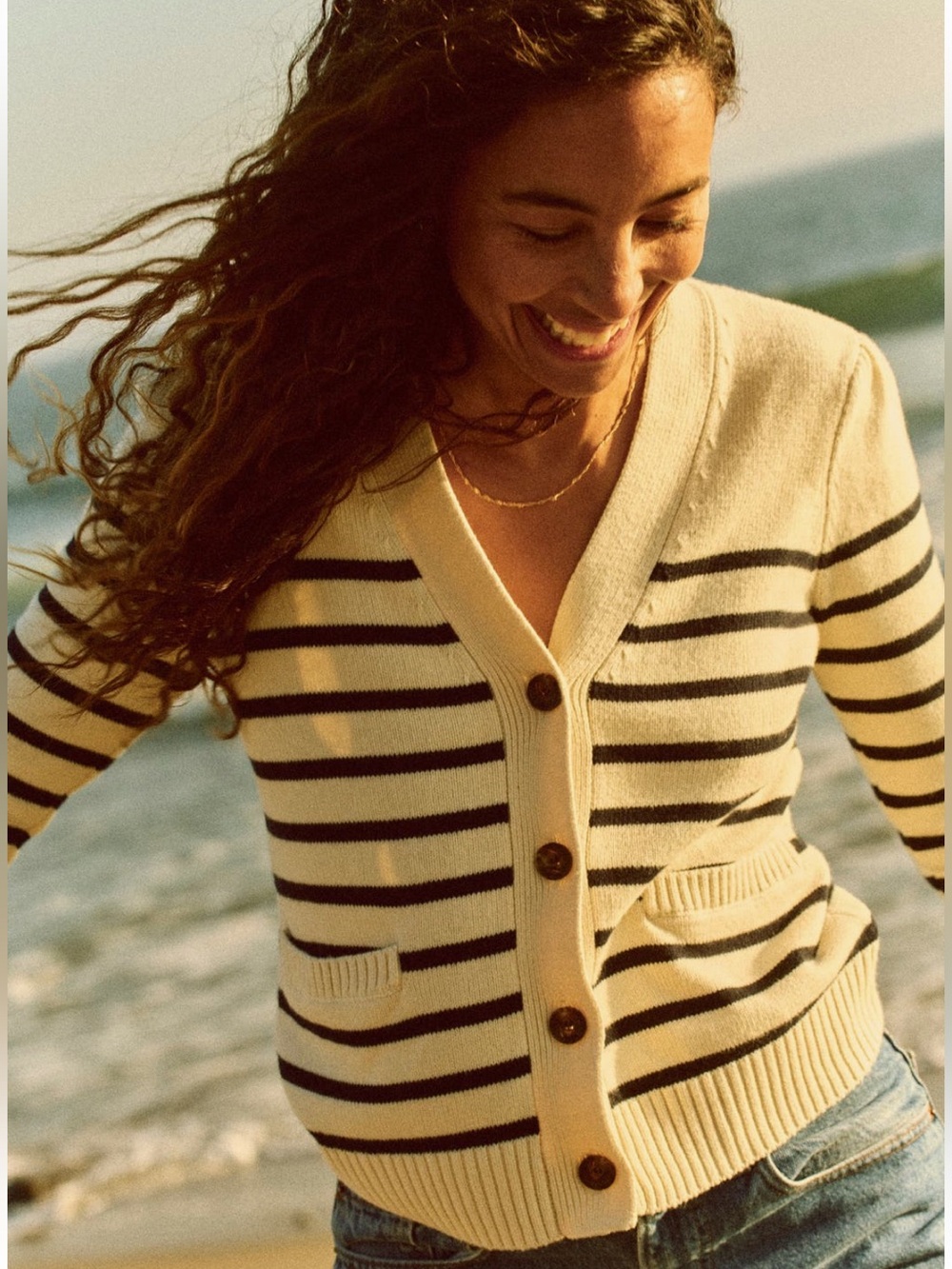 Coast stripe organic cotton cardigan